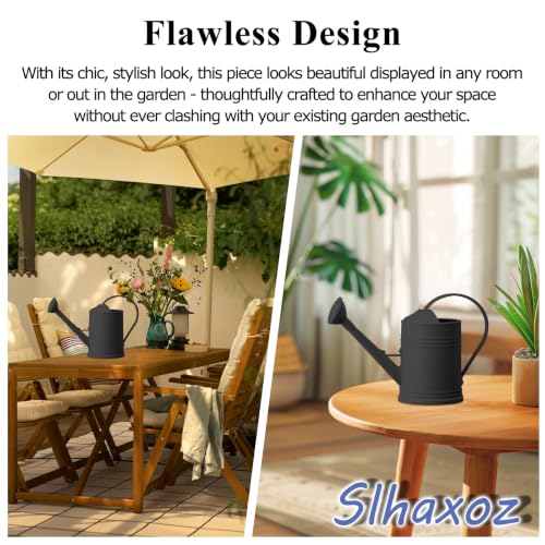 2L Watering Can Pitcher Water Pot, 2-in-1 Pour/Shower (Black) - color: Black