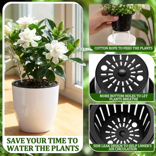 Self Watering Plant Pots, 3.5'', White Black, 18 Pcs - color: White Black, size: 3.5''