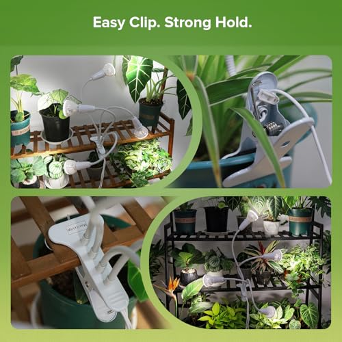 Clip on Grow Light, 40W LED Full Spectrum Bulb, 600W Equivalent - size: 4 Head