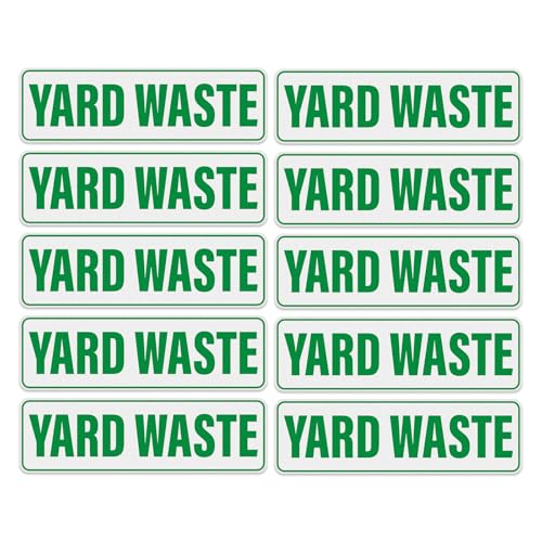 10 Pack Yard Waste Stickers 10" × 3" Self-Adhesive Waterproof Vinyl