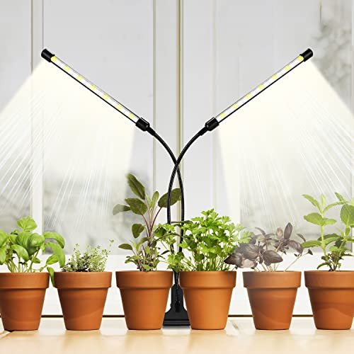 bseah Plant Grow Light for Indoor Plants, Full Spectrum Indoor Grow Light, 10-Level Dimmable and Auto ON & Off Timer (2 Head 2 Pack) - color: Yellow＆White（2 Tubes 2 Pack）