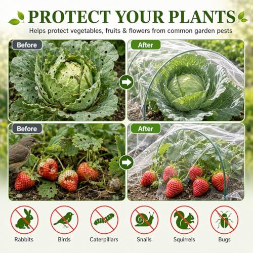10 ft x 50 ft Garden Mesh Netting,Ultra Fine Plant netting for garden protection, garden netting for raised beds Vegetables,Bird Insect Nettings for Gardening, Blueberry Bush Strawberry Nettings Cover - size: 10 ft x 50 ft