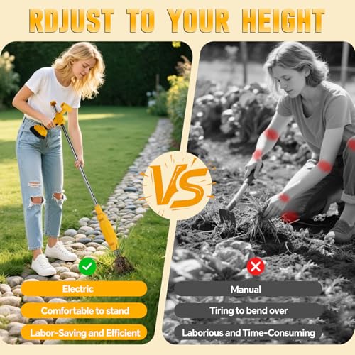 Electric Weed Puller Compatible with Dewalt 20V Battery, Heavy-Duty 3-Claw Steel Root Weeder, Stand up Electric Weeds Pulling Tool for Dandelion Lawn Garden Yard (No Battery)