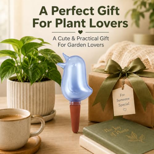 4 Pack Self Watering Spikes, Indoor Plant Watering Globes, Bird Shape Automatic Irrigation Spikes,Plant Watering Devices (Red&Blue) - color: Red&Blue