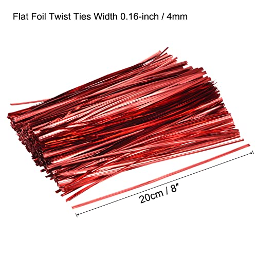 MECCANIXITY 750 Pcs 8" 20cm Foil Twist Ties, Red - color: Red, size: 8-inch