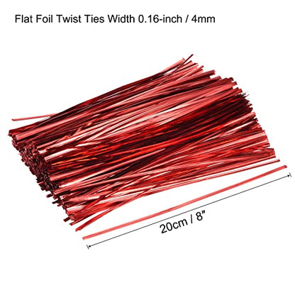 MECCANIXITY 750 Pcs 8" 20cm Foil Twist Ties, Red - color: Red, size: 8-inch