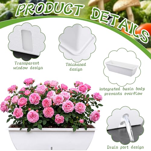 8 Pcs 24 Inch Plastic Window Boxes Planters, White - color: White