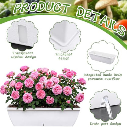 8 Pcs 24 Inch Plastic Window Boxes Planters, White - color: White
