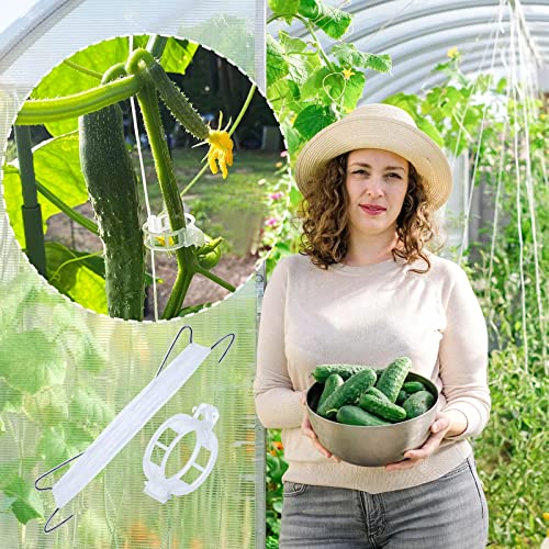 80Pcs Tomato Hooks with String, Support Hooks, Holder & Plant Support Clips with 33.3ft Twine to Prevent Pinching or Falling Off - color: White-80PCS