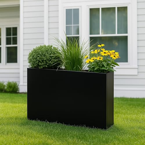 Kozyard 30”Lx12”Wx24”H Metal Planter Box Indoor Outdoor - color: Black/30”l X 12”w X 24”h
