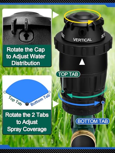 Acostop Adjustable Spray Coverage Sprinklers for Yard, 2 Pack