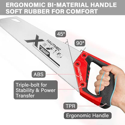 HAUTMEC X-Sharp 18" Pro Hand Saw for Wood Cutting, Large Tree Saws for Logs, 7 TPI Aggressive Rough Crosscut & Rip Handsaw with Thick Blade for Trimming Woodworking Lumber - style: Pro 18"