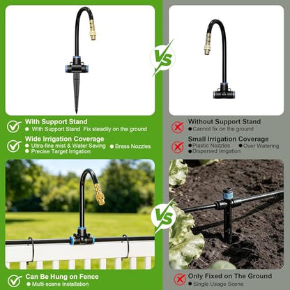 Thiswing 100 FT 360° Adjustable Irrigation System with Stake Holders - size: 100FT
