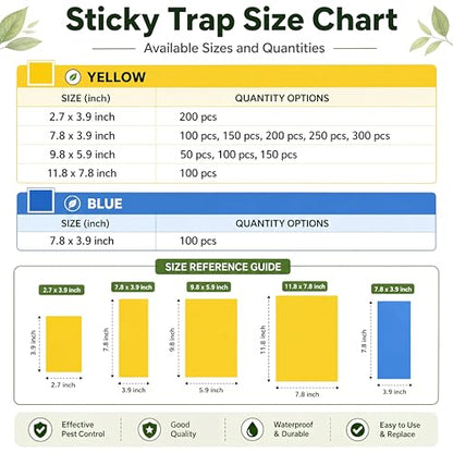 Qualirey 100 Pcs Yellow Sticky Traps for Gnats, 9.8 x 5.9 Inch - color: Yellow, size: 9.8 x 5.9 Inch