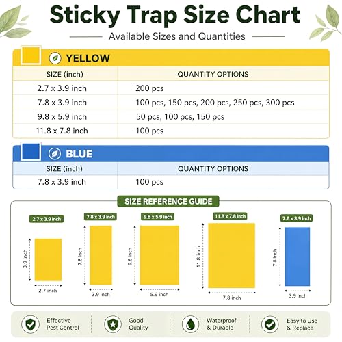 Qualirey 100 Pcs Yellow Sticky Traps for Gnats, 7.87 x 3.9 Inch - color: Yellow, size: 7.8 x 3.9 Inch