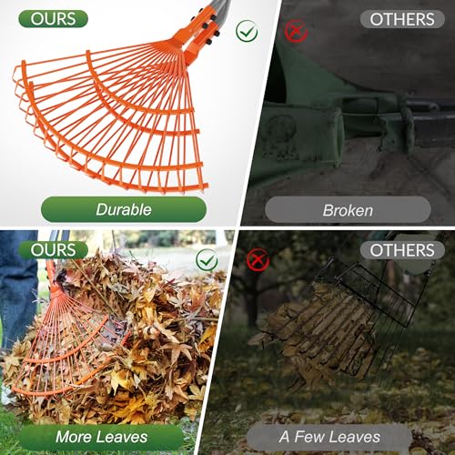 Walensee Leaf Grabber Rake, Long Handle Yard Debris Collector for Lawn