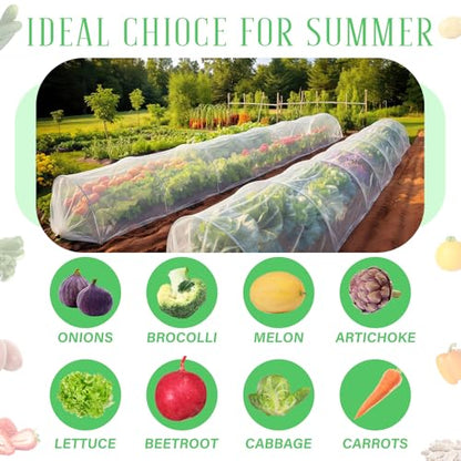 2 Pcs 18 x 118 inch Mesh Garden Greenhouse Tunnel Netting Protection Netting Pest Barrier Vegetable Plant Ultra Fine Mesh Cover Fruit Flowers Row Cover for Raised Beds Garden Greenhouse