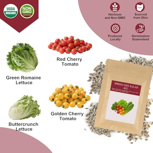 Spring Mix Salad Seed Pod Kit for AeroGarden, idoo, Ahopegarden, MUFGA with Red Cherry Tomato, Golden Cherry Tomato, Buttercrunch Lettuce, and Green Romaine Lettuce - Compatible with All Garden(7-Pod) - color: Majero-Spring Mix Salad