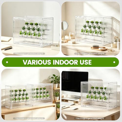 BOHOIDEE 14.17"X10.63"X8.66" Mini Greenhouse for Indoor, Clear Portable Tabletop Green House with Magnetic Door for Small Plants Nursery Germination and Display(1, Medium-B) - size: Medium-B