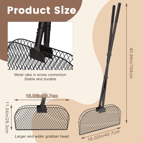 Leaf Grabber Rake with Long Handle, No Bending Leaf Picker Upper for Garden