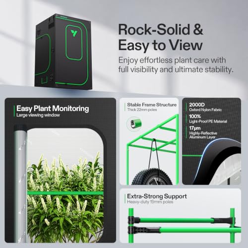 VIVOSUN 4x4 Pro Grow Tent Kit 550W Aerolight E42A+ Smart Control System - size: Plus 48" x 48" x 80"