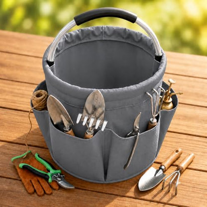 Garden Tool Organizer Tote with Non-Slip Handle – 4.5-Gallon Water - color: Gray
