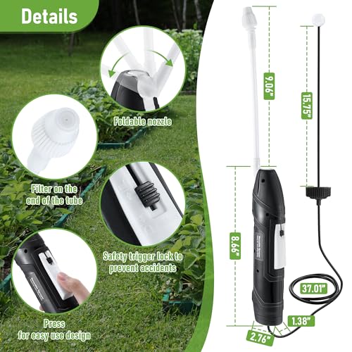 Qualirey Battery Powered Sprayer Wand, 38mm Cap for 1 Gallon Jugs