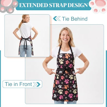 2 Pcs Dog Grooming Apron with 2 Pockets, Dog Grooming Smock - color: Blue Green + Pink Orange