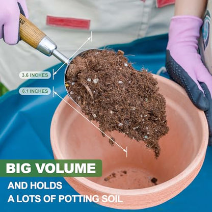 Haliaeetus Potting Soil Scoop, Bend Proof Stainless Steel Gardening Scoop