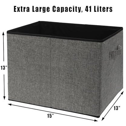 Simple Houseware 15" x 13" Foldable Fabric Storage Bin with Handles, 2 Pack - color: Dark Grey