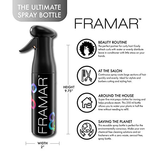 FRAMAR Premium Hair Mister Spray Bottle, Continuous Spray Bottle For Hair - color: Black