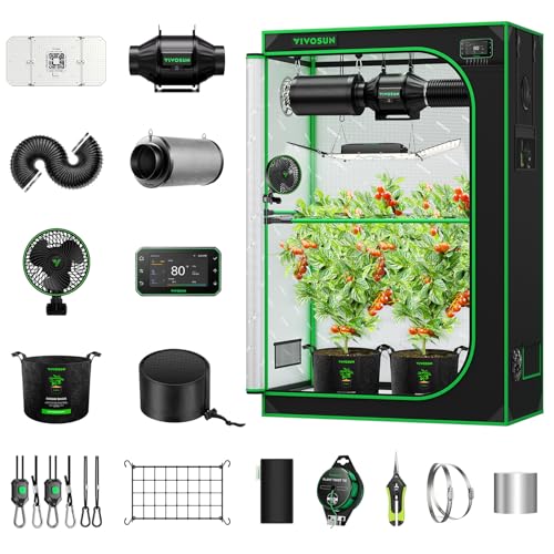 VIVOSUN 2x4 Smart PRO Grow Tent Kit with 2-in-1 Tunable 200W Spectrum LED - size: Plus 48"x24"x72"