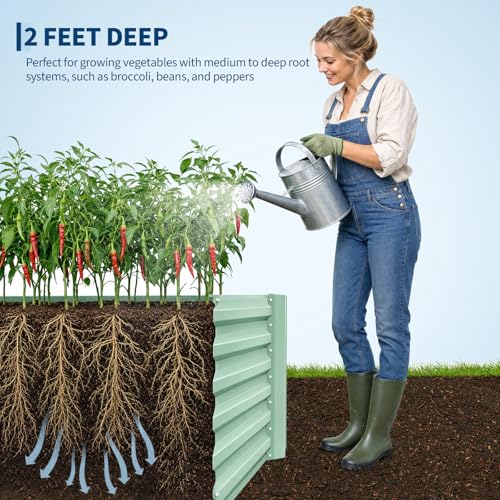 Garvee 2PCS 6x3x2ft Galvanized Raised Garden Bed, Outdoor Planter Box - color: Green-rect., size: 6x3x2ft 2pcs