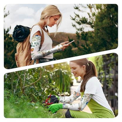 YPHCDO Gardening Sleeves for Women Sun Protection Cooling Arm Sleeves - color: Green White