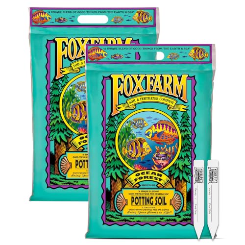 FoxFarm Ocean Forest Potting Soil with 2 Plant Tags, 12qt (2 Pack)