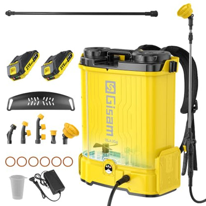 Battery Powered Backpack Sprayer with Auto Mixer,2 Batterie,120PSI Sprayer - color: yellow-4.3 gal
