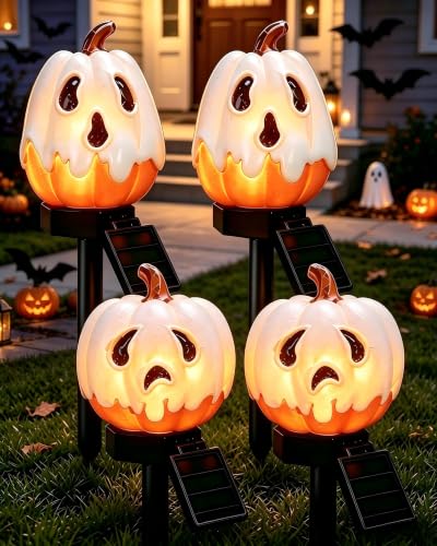twinbling Solar Pumpkin Lights Outdoor Halloween Pumpkin Solar Lights - color: C-Orange