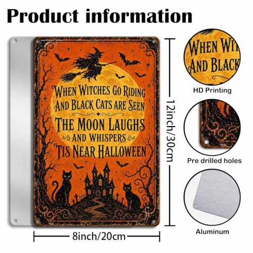 Halloween Poem Metal Art Sign When Witches Go Riding Wall Decor - color: 04A