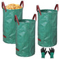 3-Pack 72 Gallon Yard Waste Bags, Reusable Heavy Duty Collapsible Garden Leaf Bags with Plastic Ring,with Gardening Gloves,Stand-Up Yard Waste Bin for Leaves, Lawn Debris & Grass Clippings