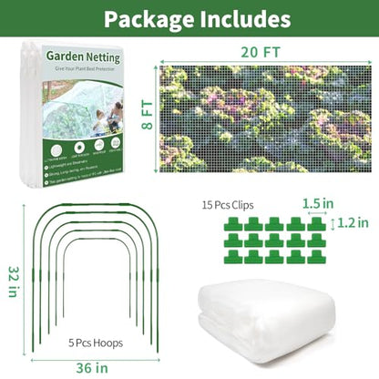 Garden Netting Kit for Raised Beds, 8 x 20 FT Ultra Fine Mesh