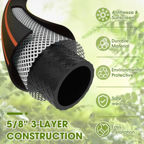 Garden Hose 5ft x 5/8", Heavy Duty Water Hose, Kink Resistant - color: Black, size: 5FT