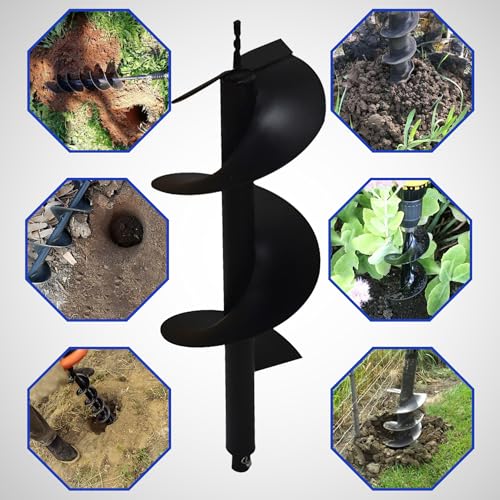 10 Inch Auger Bit Pneumatic Column Fence Digger Soil Drill Bit 10 Inch Ball Bed Digging Pile Hole Planting Tool for Inside Diameter 3/4 Inch Shaft - size: 10 Inch