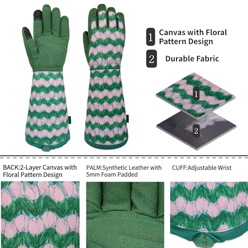 Thornproof Rose&Cactus Gardening Gloves,Gauntlet Garden Glove,Gifts - color: Green, size: Medium