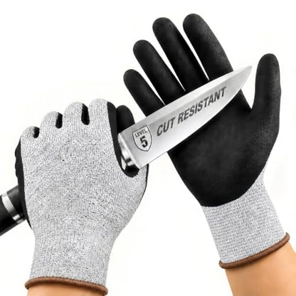 Level 5 Cut Resistant Work Gloves, Sandy Nitrile Grip, 1 Pair - color: Large(brown)