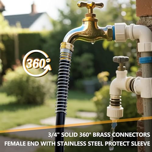 5/8" Garden Hose 100ft, -40℉ To 190℉ Hot/Cold Rubber hose, Black - color: Black, size: 100Ft