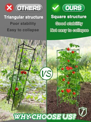 PAMASE 45x14.5x14.5in Square Tomato Cage for Garden, 4 Pack - style: 4 Pack