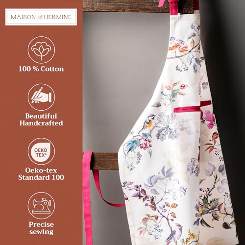 Maison d' Hermine Aprons for women with Pocket 100% Cotton (27.50"x31.50") - color: 049 - Equinoxe - Beige