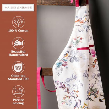 Maison d' Hermine Aprons for women with Pocket 100% Cotton (27.50"x31.50") - color: 049 - Equinoxe - Beige