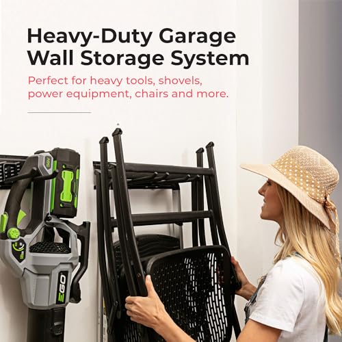 TIDYME Garage Tool Organizer Wall Mount, 80", 5 Racks 10 Hooks, 500 lbs - size: 80" Carbon Steel with 5 Racks & 10 Hooks