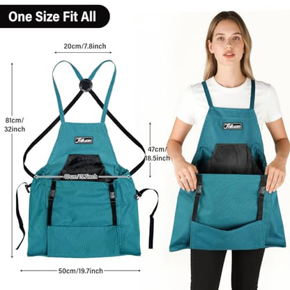 Gardening Apron, Garden Apron with Quick Release Pockets,Water Resistant Oxford with Adjustment Cross Strap,Farm Work - color: Emerald Green